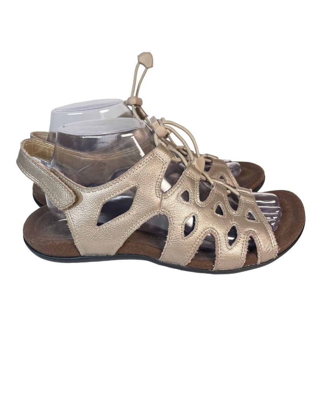 ABEO Gold Metallic Gladiator Sandals Bio System Hook Loop Comfort Women 9.5 - Picture 13 of 16